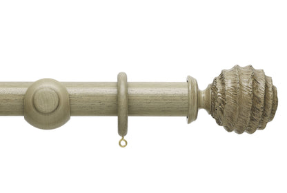 Hallis Origins Fossil Ball 45mm Wooden Curtain Pole - Millstone Grey