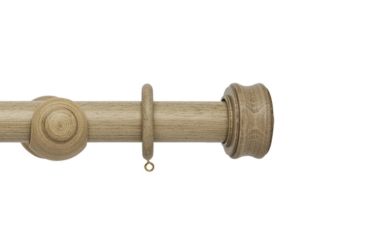 Hallis Origins Disc 45mm Wooden Curtain Pole - Millstone Grey