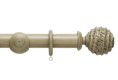 Hallis Origins Fossil Ball 45mm Wooden Curtain Pole - Quarry Stone