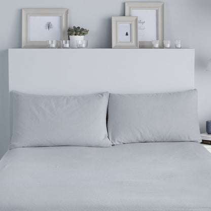 Brushed Bedding Pair of Pillowcases by Fusion in Silver 50 x 75cm Housewife - Pair of Pillowcases - Fusion