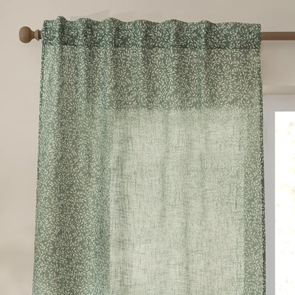 Yard Perrie Leaf Tab Top Voile Panel - Forest