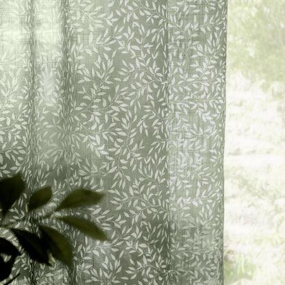 Yard Perrie Leaf Tab Top Voile Panel - Forest