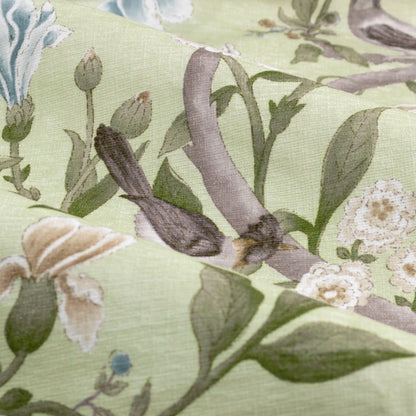 Sanderson Porcelain Garden Pencil Pleat Curtains - Sage