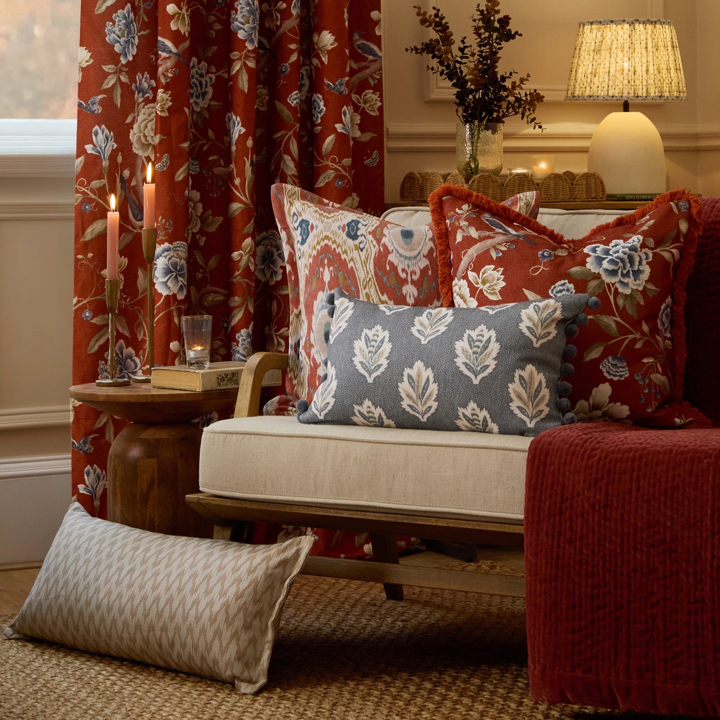 Sanderson Porcelain Garden Cushion - Rust