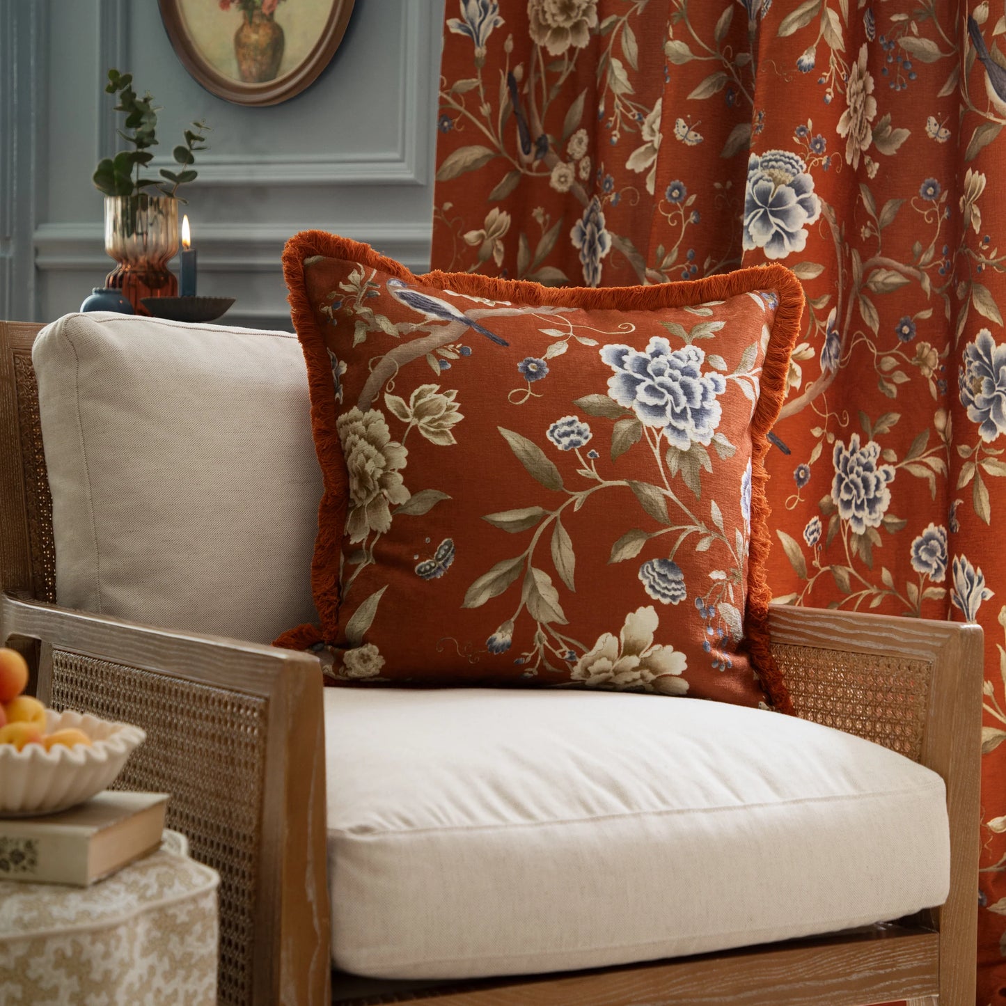 Sanderson Porcelain Garden Cushion - Rust