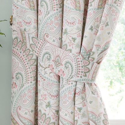 Palais Pair of Pencil Pleat Curtains With Tie-Backs by Dreams & Drapes Design in Green - Pair of Pencil Pleat Curtains With Tie-Backs - Dreams & Drapes Design