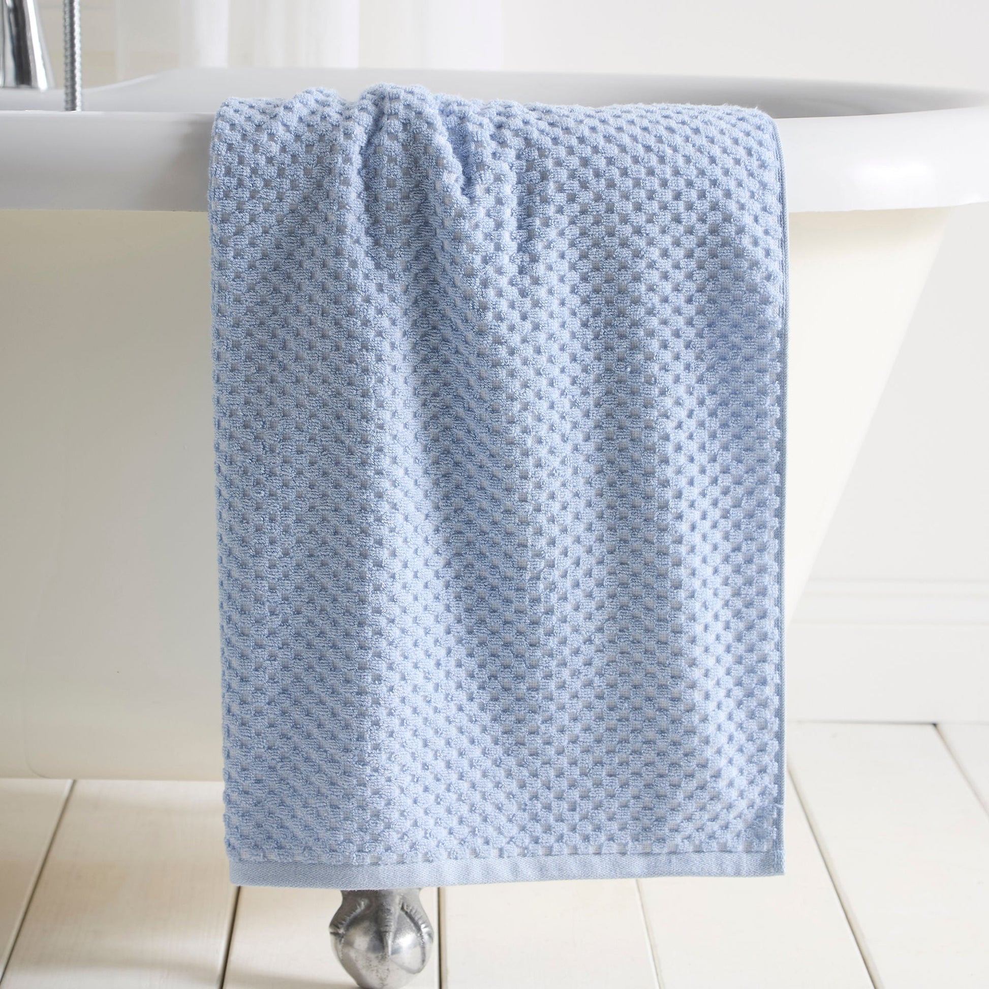 Popcorn Check Towels in Blue - Towels - Dreams & Drapes