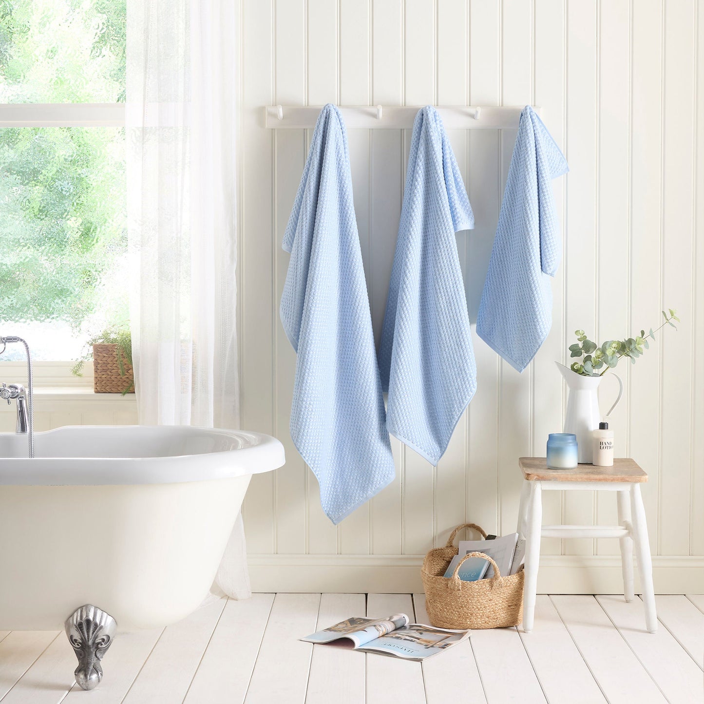 Popcorn Check Towels in Blue - Towels - Dreams & Drapes