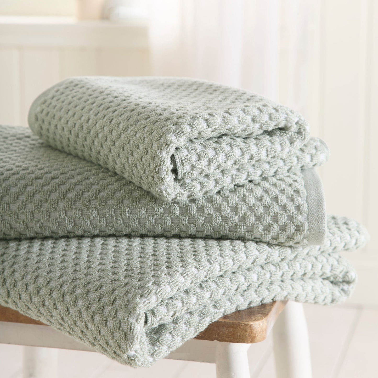 Popcorn Check Towels in Green - Towels - Dreams & Drapes