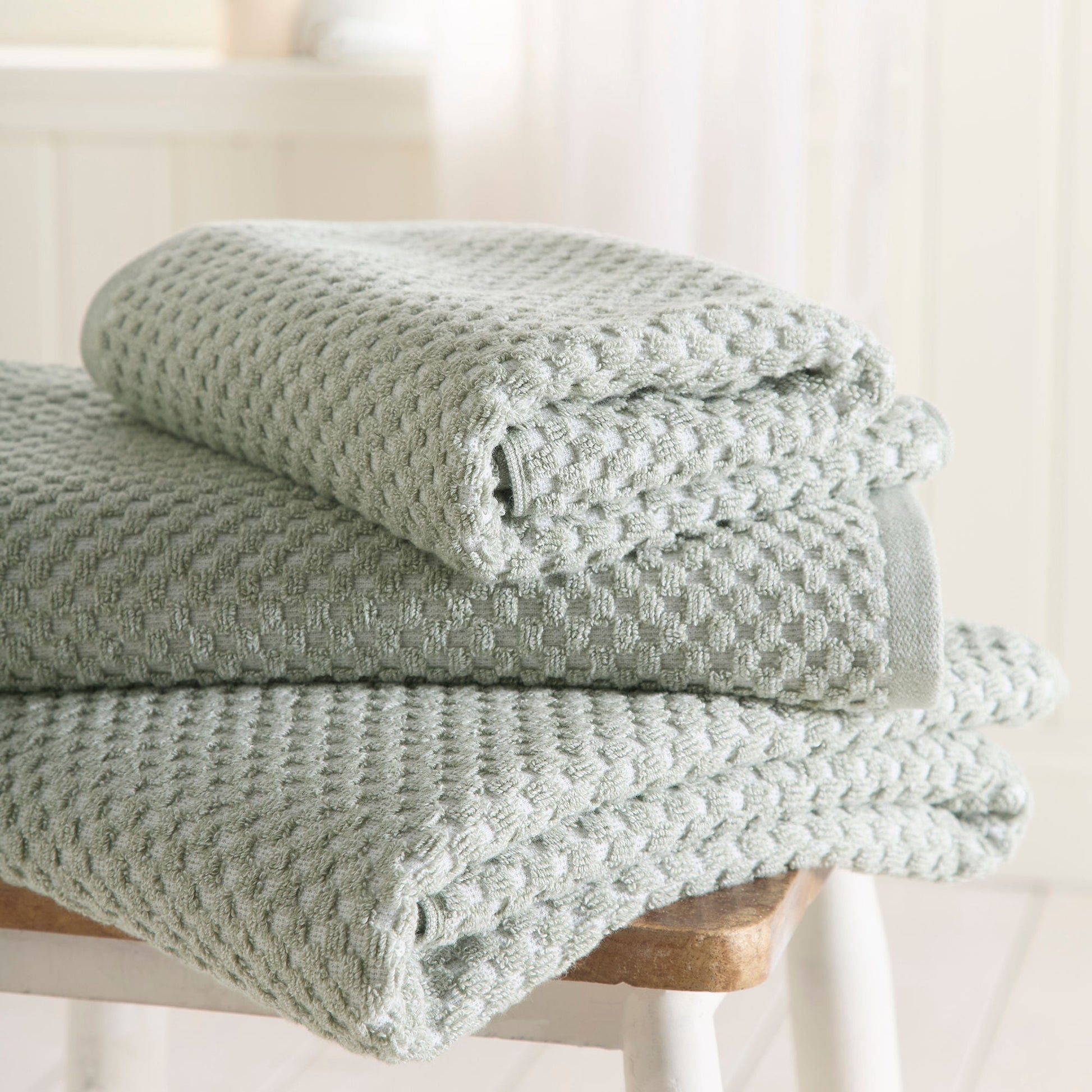 Popcorn Check Towels in Green - Towels - Dreams & Drapes