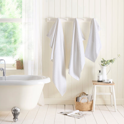 Popcorn Check Towels in White - Towels - Dreams & Drapes