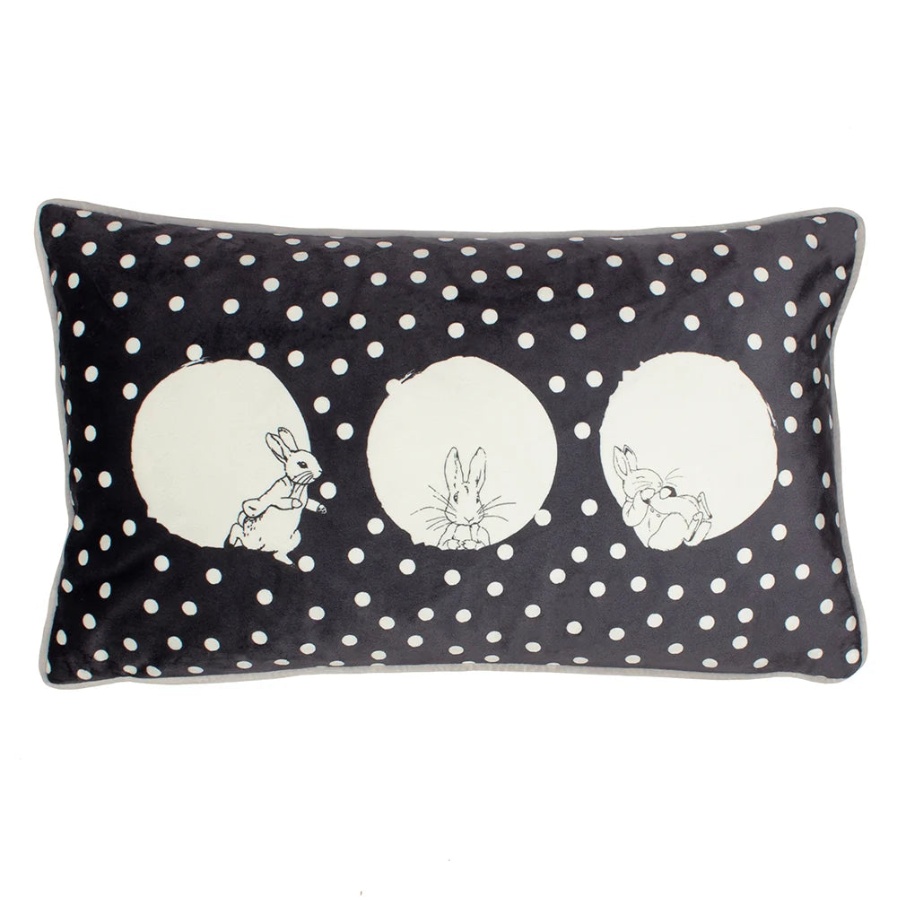 Peter Rabbit™ Spot Me Cushion - Charcoal