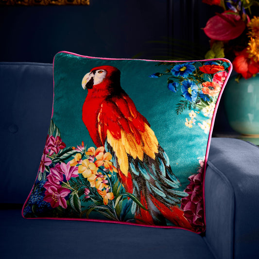 Polly Amorous Cushion by Laurence Llewelyn-Bowen in Teal 43 x 43cm - Cushion - Laurence Llewelyn-Bowen