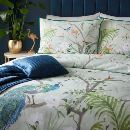 Peacock Jungle Duvet Cover Set by Soiree in Green - Duvet Cover Set - Soiree