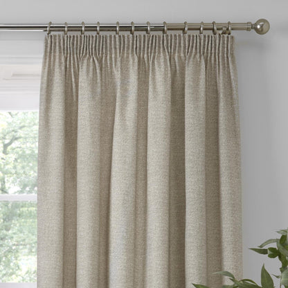 Pembrey Pair of Pencil Pleat Curtains With Tie-Backs by Dreams & Drapes in Natural - Pair of Pencil Pleat Curtains With Tie-Backs - Dreams & Drapes Curtains