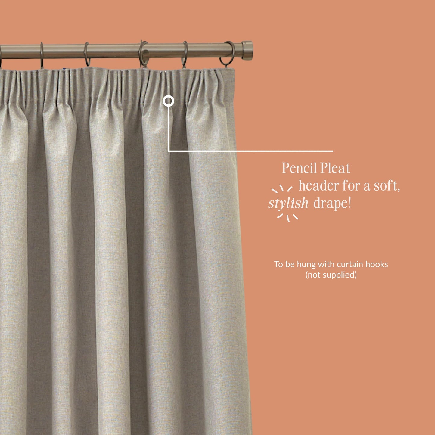 Furn Soft Chenille Blackout Pencil Pleat Curtains - Natural