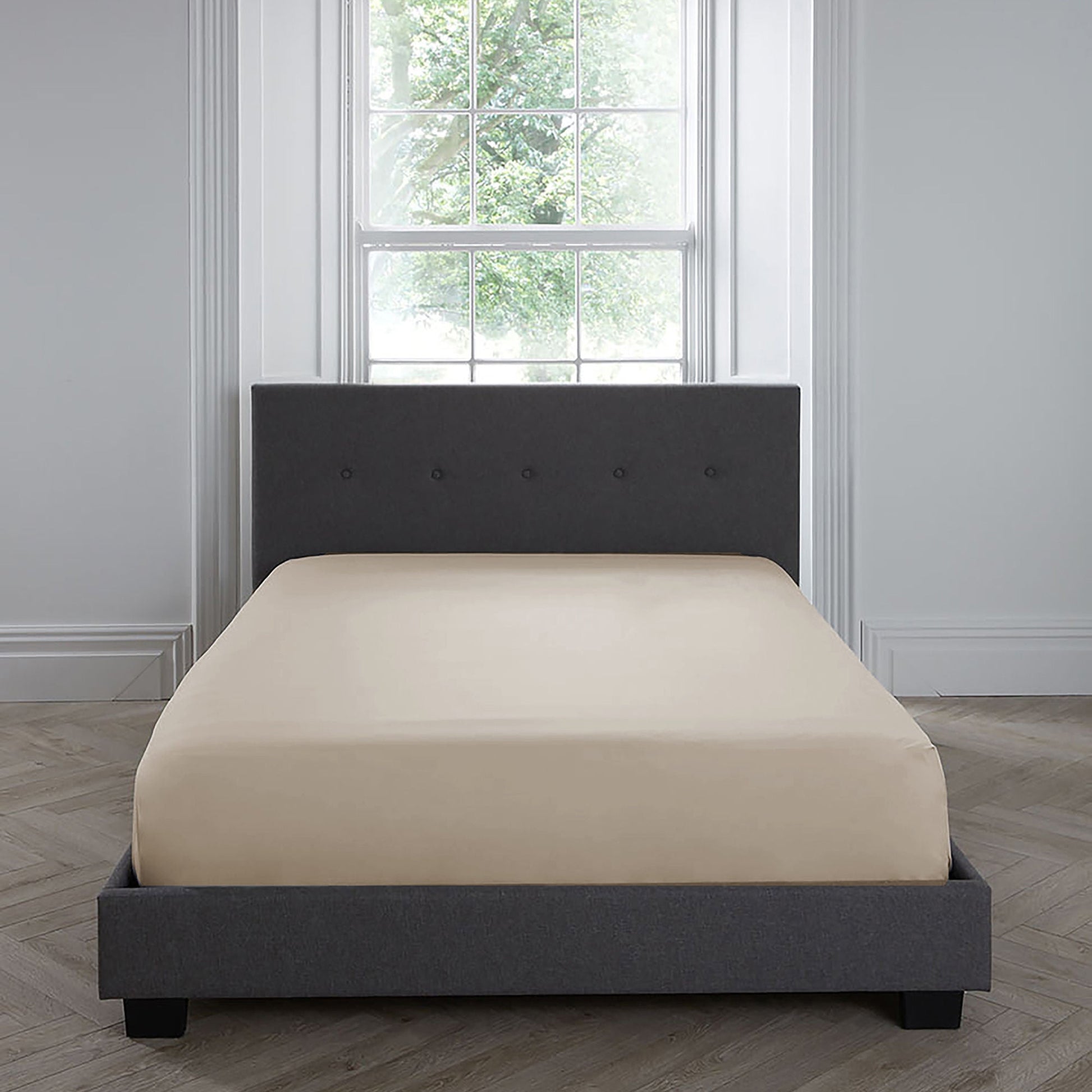 Plain Dye 32cm Fitted Bed Sheet by Serene in Natural - 32cm Fitted Bed Sheet - Serene