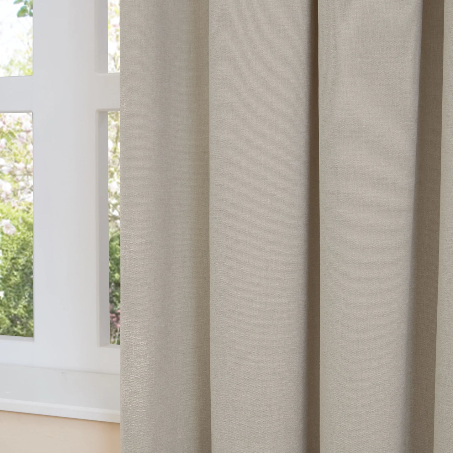 Furn Soft Chenille Blackout Pencil Pleat Curtains - Natural