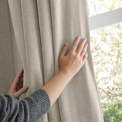 Furn Soft Chenille Blackout Pencil Pleat Curtains - Natural