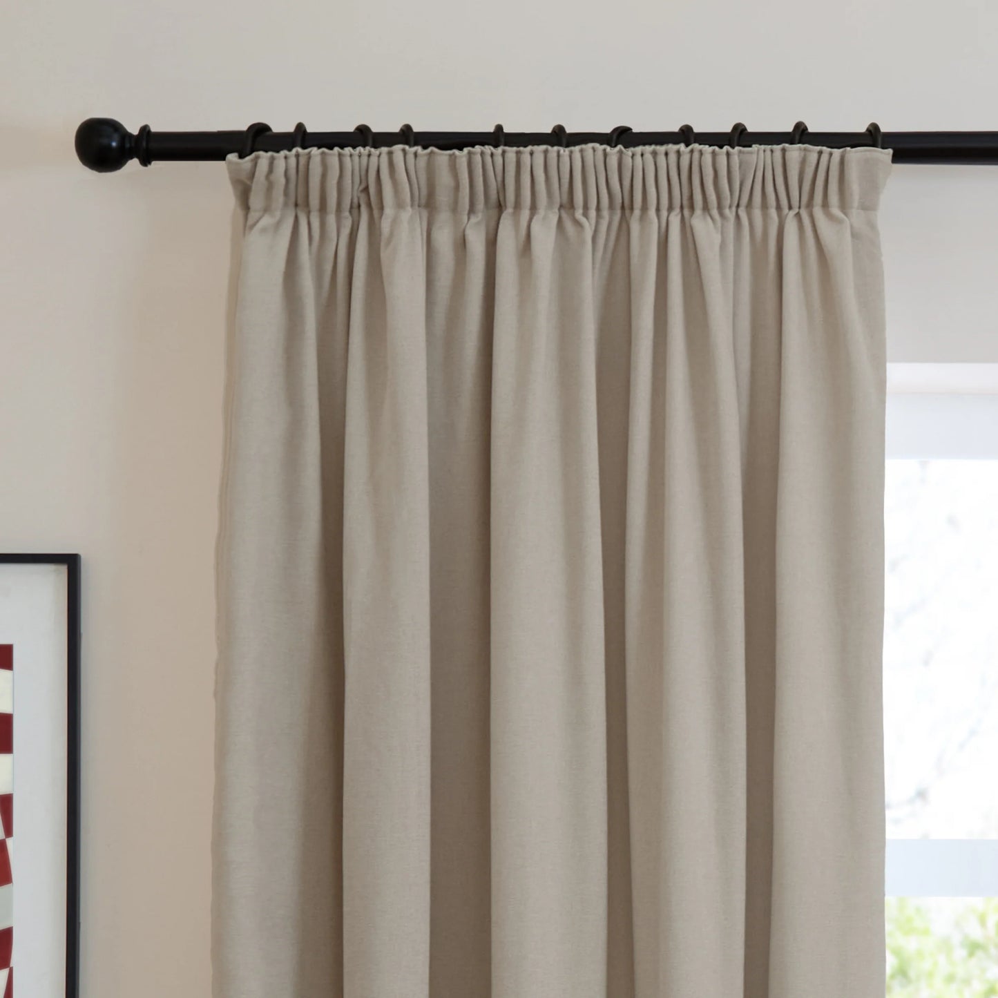 Furn Soft Chenille Blackout Pencil Pleat Curtains - Natural