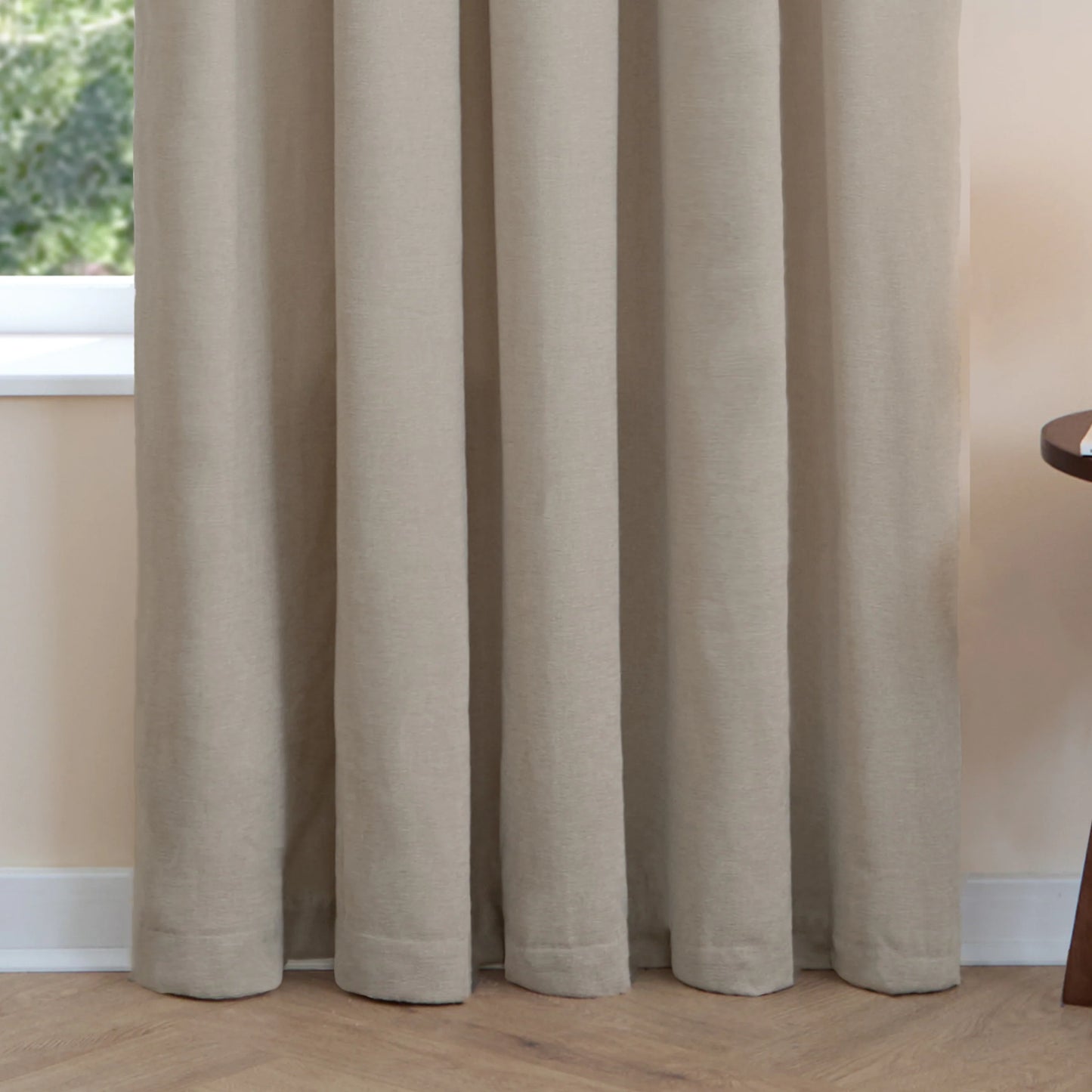 Furn Soft Chenille Blackout Pencil Pleat Curtains - Natural