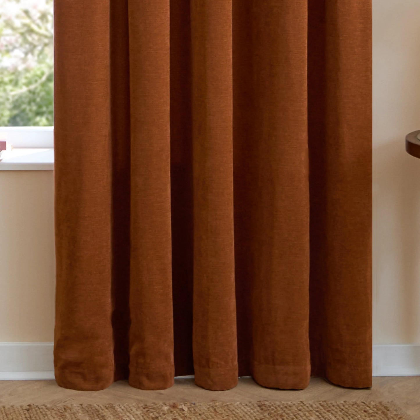 Furn Soft Chenille Blackout Pencil Pleat Curtains - Rust