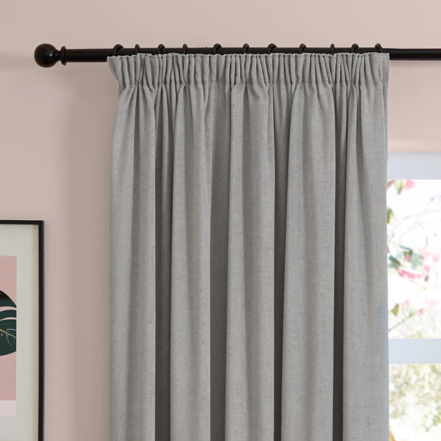 Furn Soft Chenille Blackout Pencil Pleat Curtains - Silver