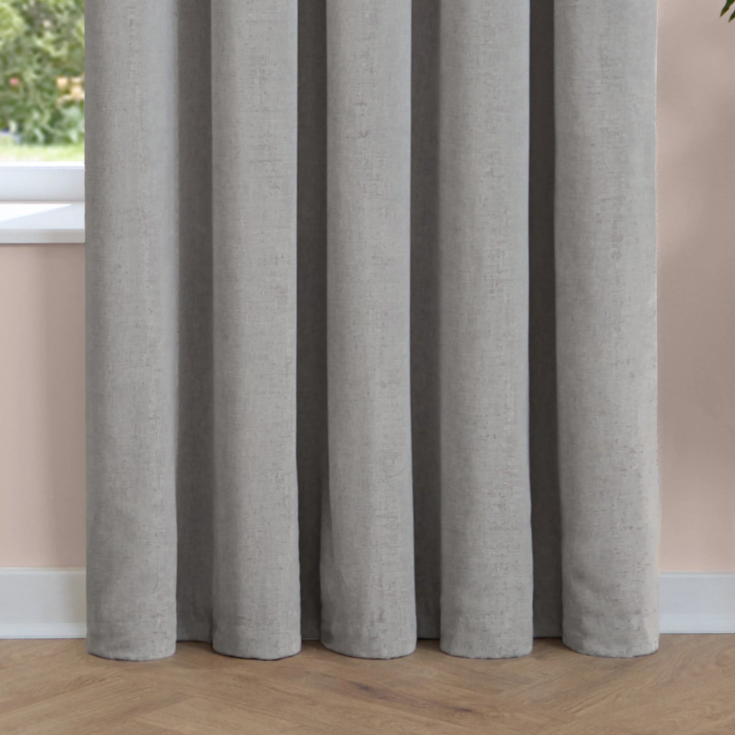 Furn Soft Chenille Blackout Pencil Pleat Curtains - Silver