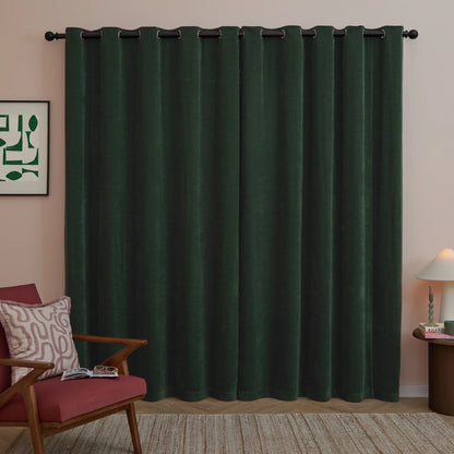 Furn Soft Chenille Blackout Eyelet Curtains - Bottle Green