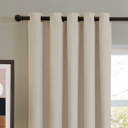 Furn Soft Chenille Blackout Eyelet Curtains - Ecru