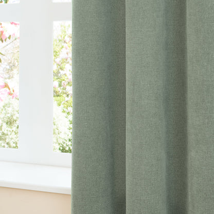 Furn Soft Chenille Blackout Eyelet Curtains - Green