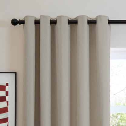 Furn Soft Chenille Blackout Eyelet Curtains - Natural