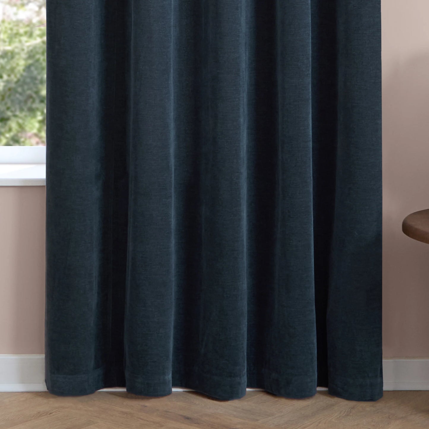 Furn Soft Chenille Blackout Eyelet Curtains - Navy