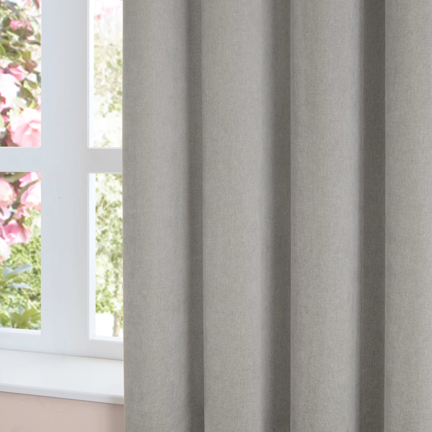 Furn Soft Chenille Blackout Eyelet Curtains - Silver