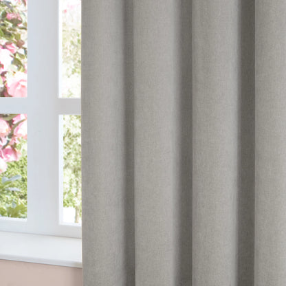 Furn Soft Chenille Blackout Eyelet Curtains - Silver