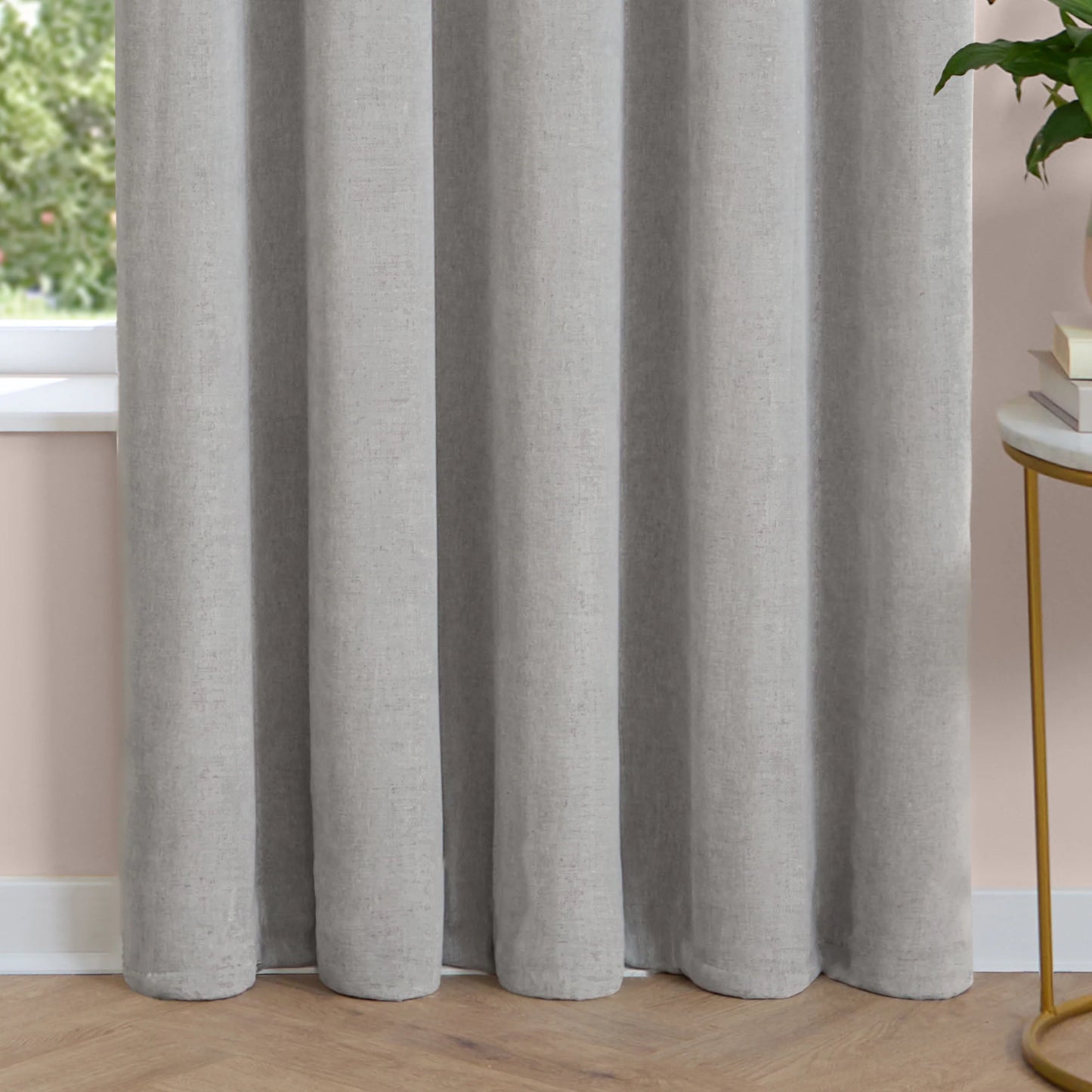Furn Soft Chenille Blackout Eyelet Curtains - Silver
