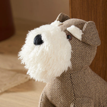 Furn Schnauzer Dog Herringbone Doorstop - Brown