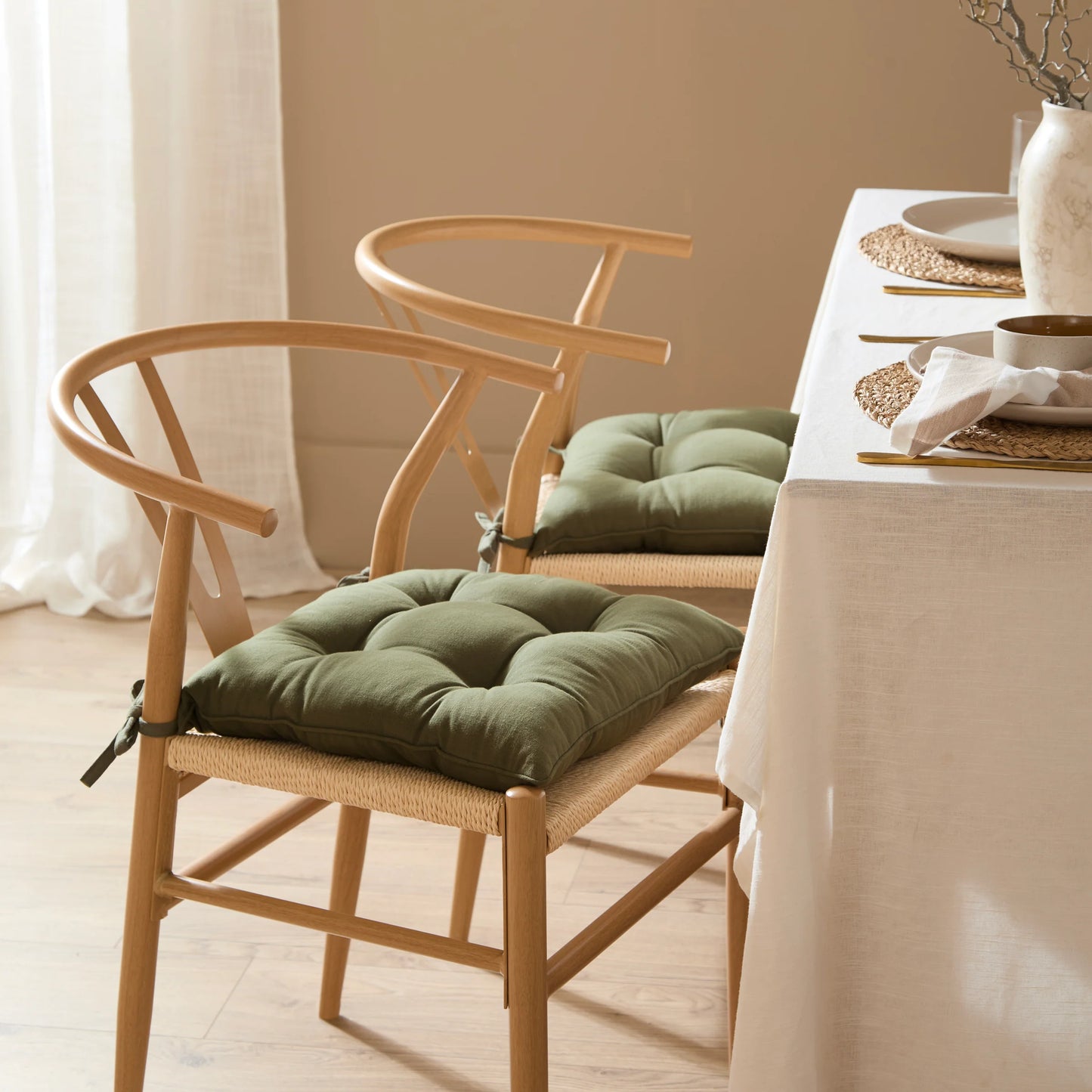 Yard Slub Cotton Seat Cushions (Pair) - Lichen