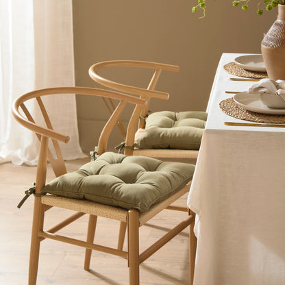 Yard Slub Cotton Seat Cushions (Pair) - Moss
