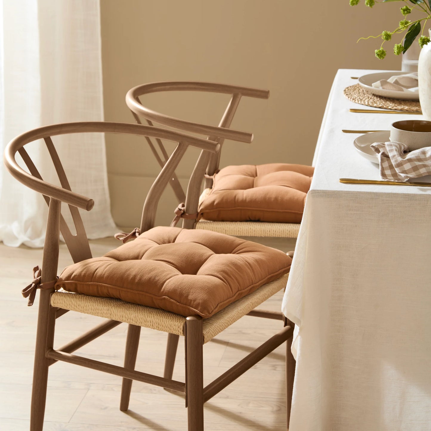 Yard Slub Cotton Seat Cushions (Pair) - Toffee