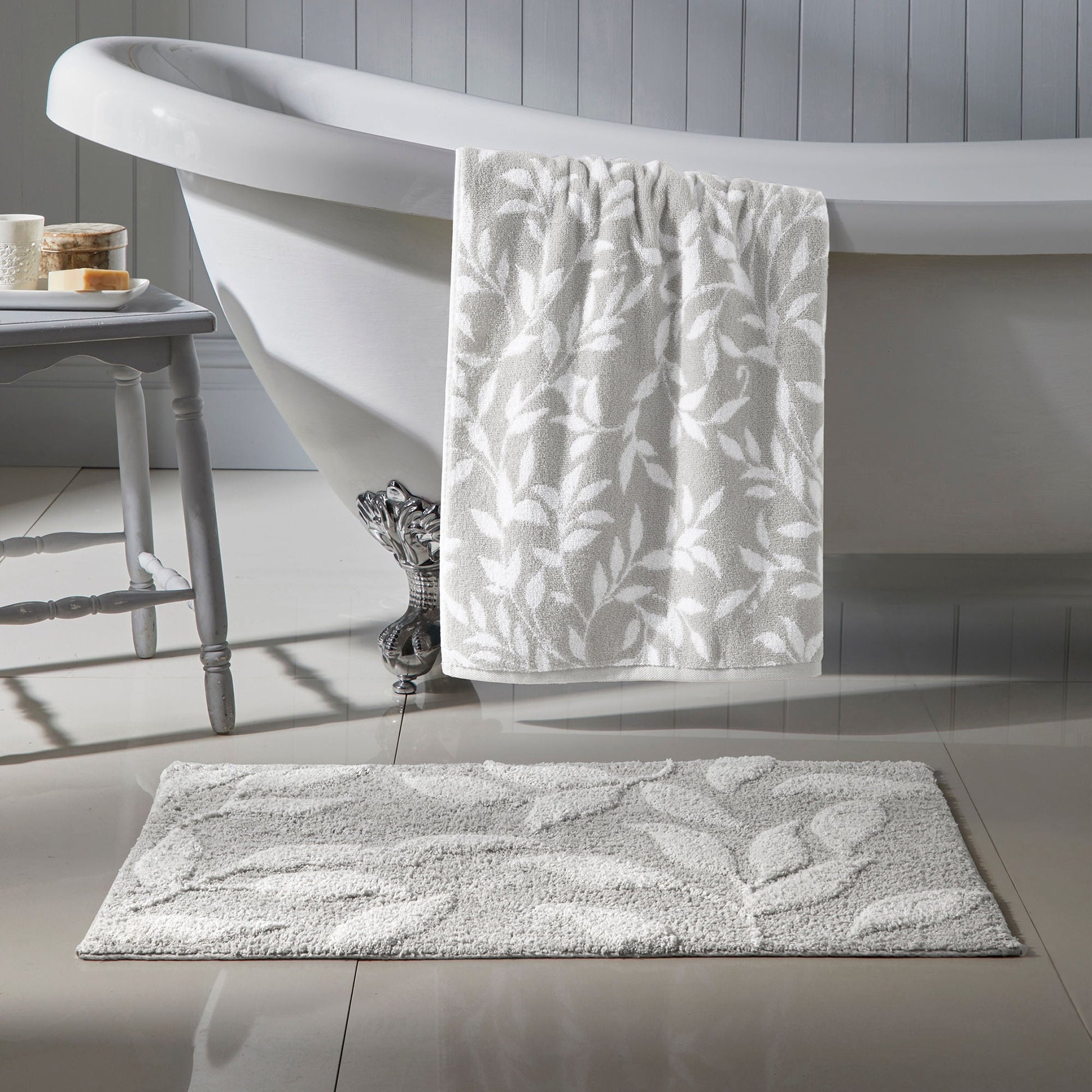 Sandringham Bath Mat by Dreams & Drapes Bathroom in Grey - Bath Mat - Dreams & Drapes Bathroom