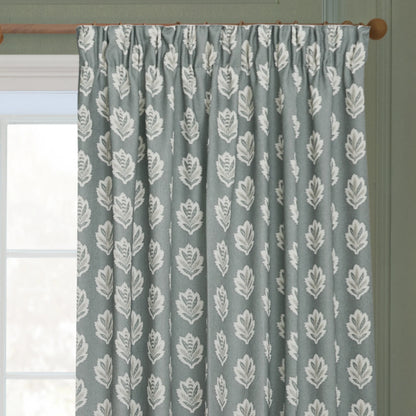 Sanderson Sessile Leaf Pencil Pleat Curtains - Delph Blue