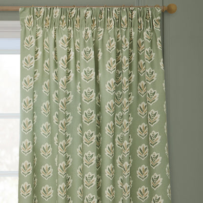 Sanderson Sessile Leaf Pencil Pleat Curtains - Sage