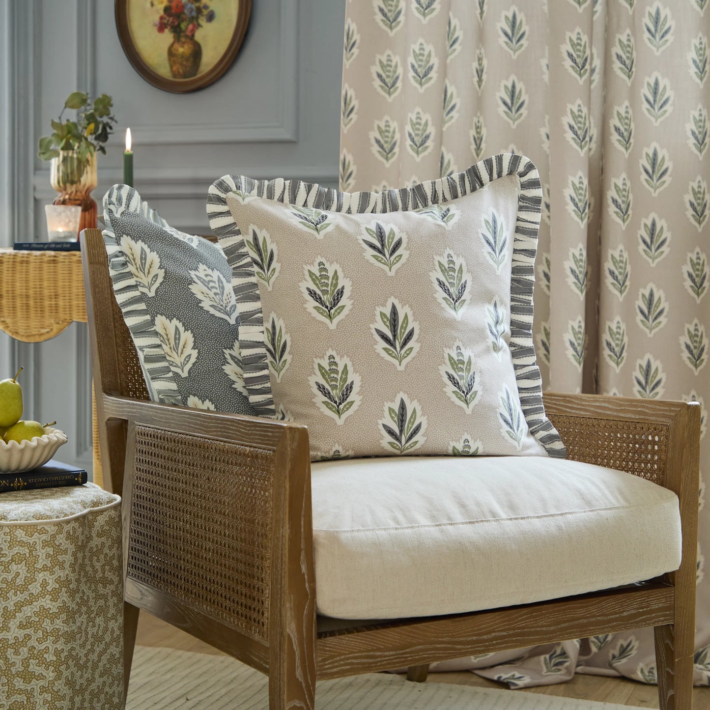 Sanderson Sessile Leaf Cushion - Flax