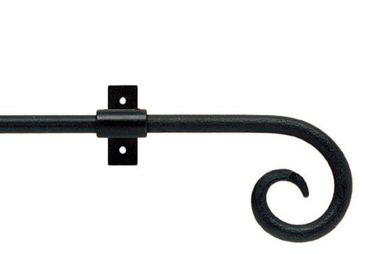Hallis Artisan Curl 12mm Wrought Iron Metal Curtain Pole - Black