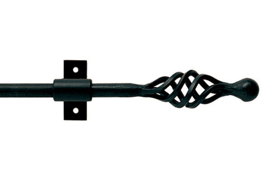 Hallis Artisan Mini Cage 12mm Wrought Iron Metal Curtain Pole - Black