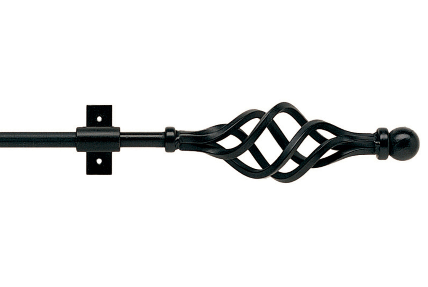 Hallis Artisan Cage 12mm Wrought Iron Metal Curtain Pole - Black