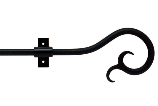 Hallis Artisan Filigree 12mm Wrought Iron Metal Curtain Pole - Black