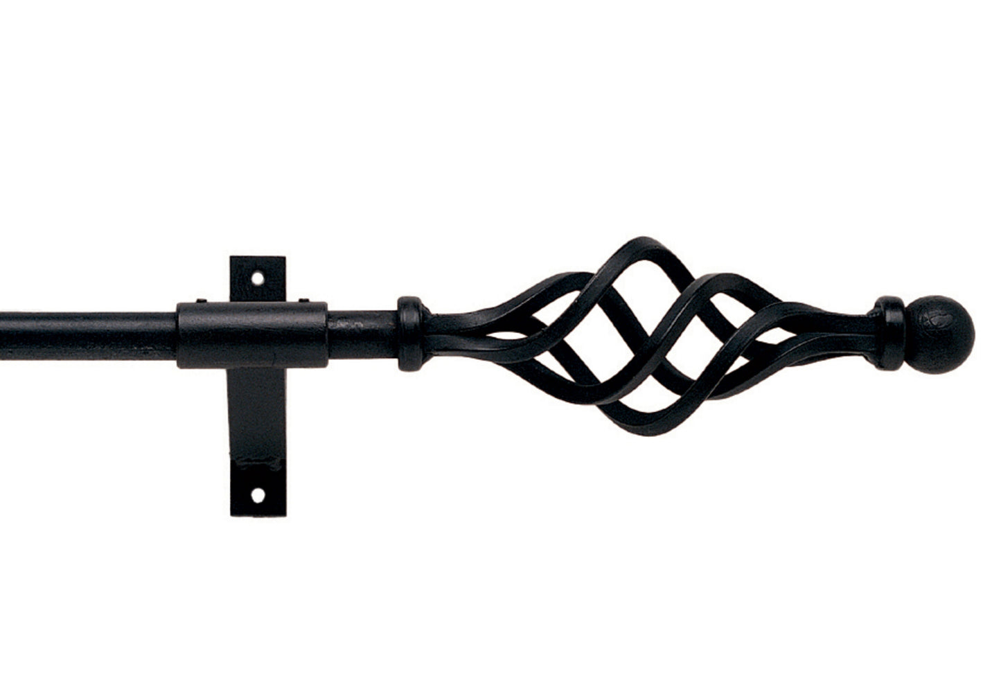 Hallis Artisan Cage 16mm Wrought Iron Metal Curtain Pole - Black