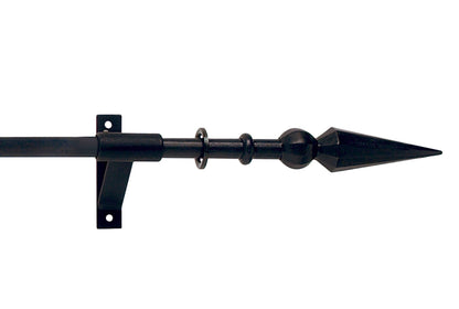 Hallis Artisan Ball & Spear 16mm Wrought Iron Bay Window Curtain Pole - Black